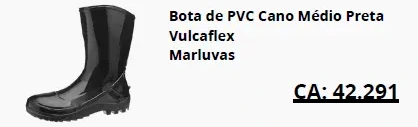 Bota de PVC cano médio preta