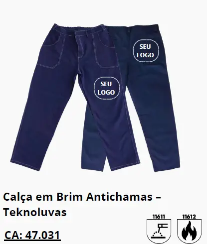 Calças em brim antichamas