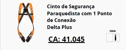 Cinto paraquedista com 1 ponto