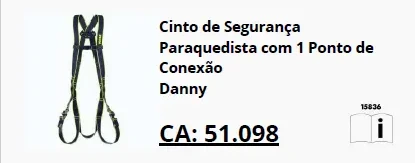 Cinto paraquedista Danny com 1 ponto