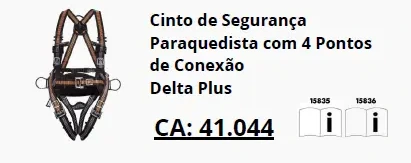 Cinto paraquedista com 4 pontos