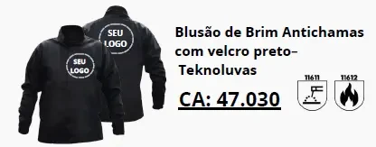 Blusão de brim antichamas com velcro