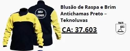 Blusão de raspa e brim antichamas preto