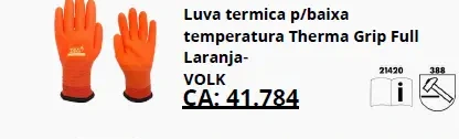Luva Therma Grip Full laranja