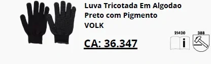 Luva tricotada em algodão com pigmento
