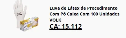 Luva de látex com pó para procedimentos