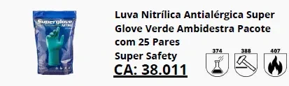 Luva nitrílica Super Glove verde