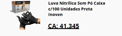 Luva nitrílica sem pó preta