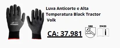 Luva anticorte Black Tractor para alta temperatura