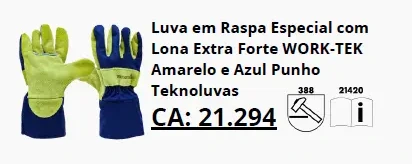 Luva de raspa Work-Tek com lona extra forte