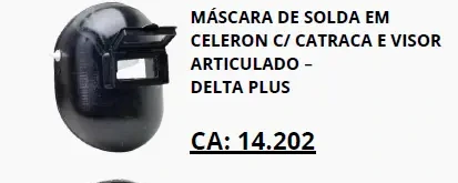 Máscara de solda em celeron com visor articulado