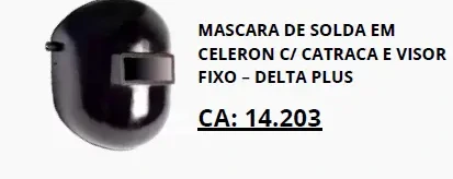 Máscara de solda em celeron com visor fixo