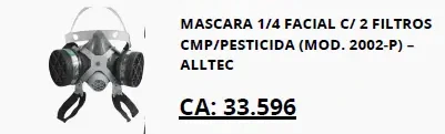 Máscara 1/4 facial com 2 filtros CMP/Pesticida 2002-P