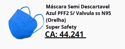 Máscara PFF2 azul sem válvula