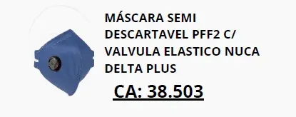 Máscara PFF2 com válvula e elástico na nuca