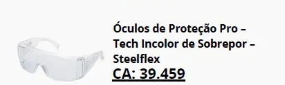 Óculos Pro-Tech incolor de sobrepor