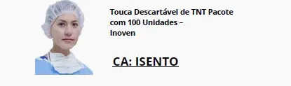 Touca descartável de TNT