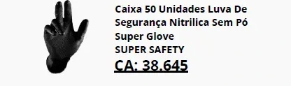 Luva nitrílica Super Glove sem pó