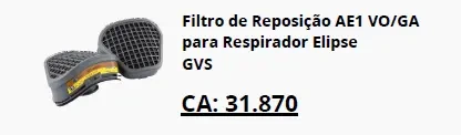 Filtro de reposição AE1 VO/GA para Elipse