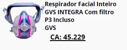 Respirador facial inteiro Integra com filtro P3