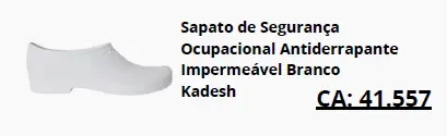 Sapato ocupacional impermeável branco