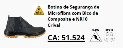 Botina NR-10 em microfibra com bico de composite